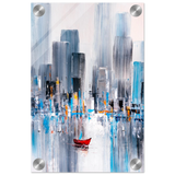 “Crimson Drift” – City Stillness in Motion | Modern Abstract Wall art Print - Acrylic Print - 20x30 cm / 8x12″ - 