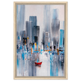 “Crimson Drift” – City Stillness in Motion | Modern Abstract Wall art Print - Framed Canvas - 40x60 cm / 16x24″ - Wood frame