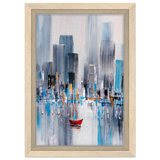 “Crimson Drift” – City Stillness in Motion | Modern Abstract Wall art Print - Framed Canvas - 20x30 cm / 8x12″ - Wood frame