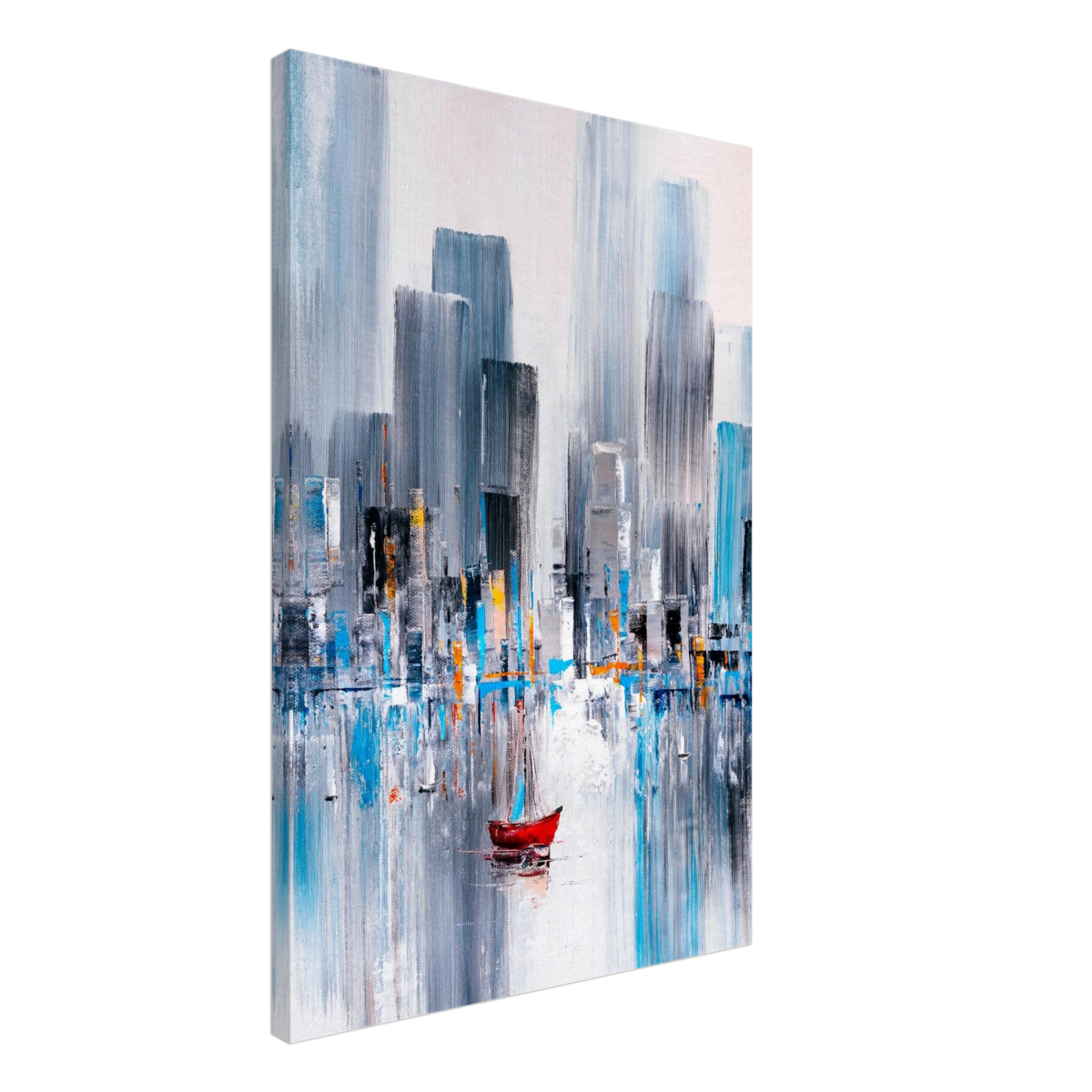 “Crimson Drift” – City Stillness in Motion | Modern Abstract Wall art Print - Canvas - 50x75 cm / 20x30″ - 