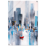 “Crimson Drift” – City Stillness in Motion | Modern Abstract Wall art Print - Acrylic Print - 50x75 cm / 20x30″ - 