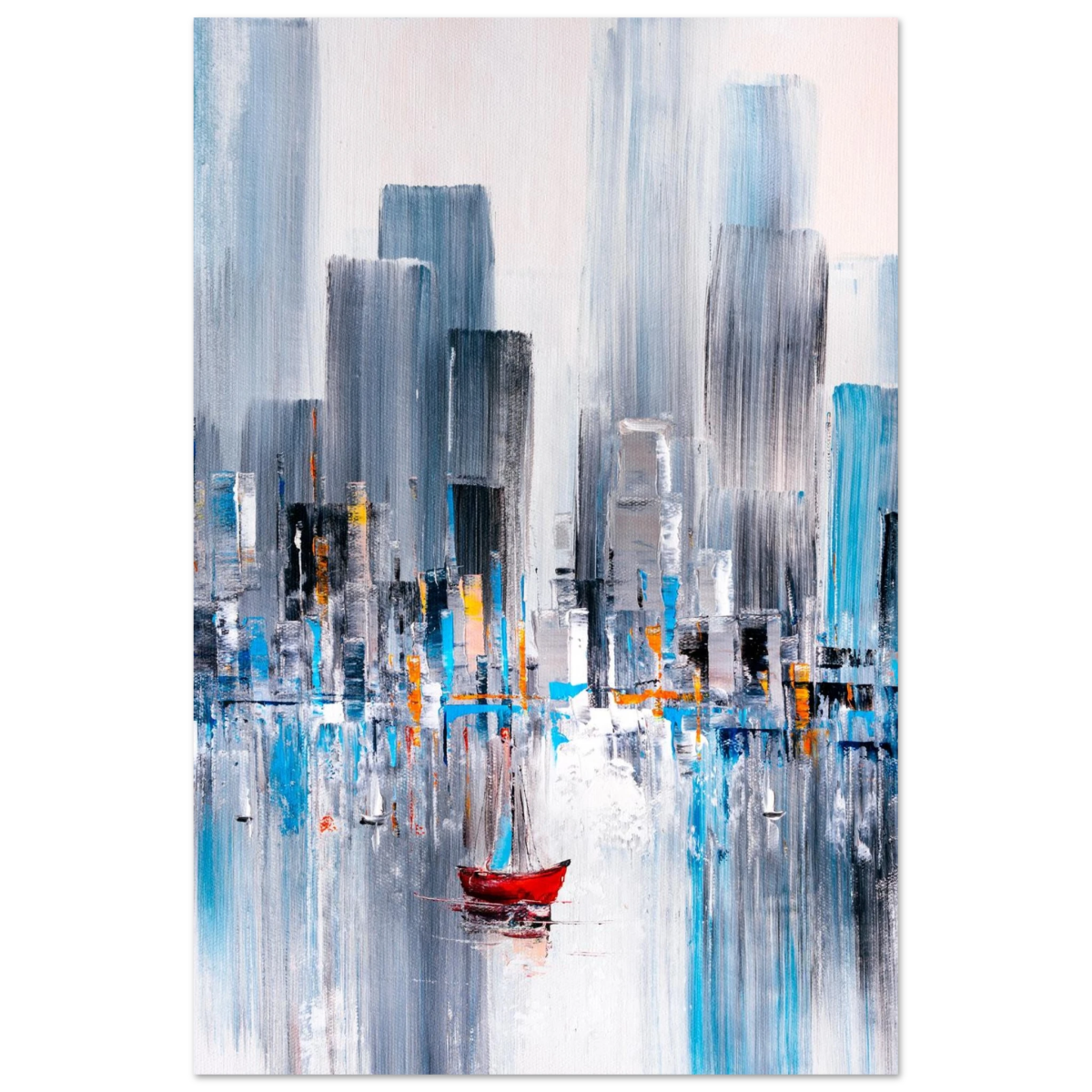 “Crimson Drift” – City Stillness in Motion | Modern Abstract Wall art Print - Fine Art Poster - 60x90 cm / 24x36″ - 