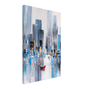 “Crimson Drift” – City Stillness in Motion | Modern Abstract Wall art Print - Canvas - 40x60 cm / 16x24″ - 