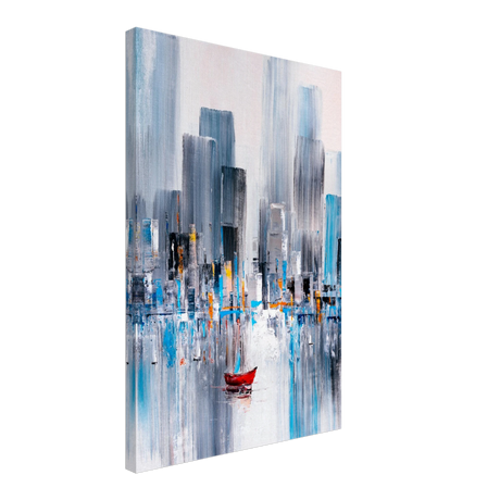 “Crimson Drift” – City Stillness in Motion | Modern Abstract Wall art Print - Canvas - 40x60 cm / 16x24″ - 