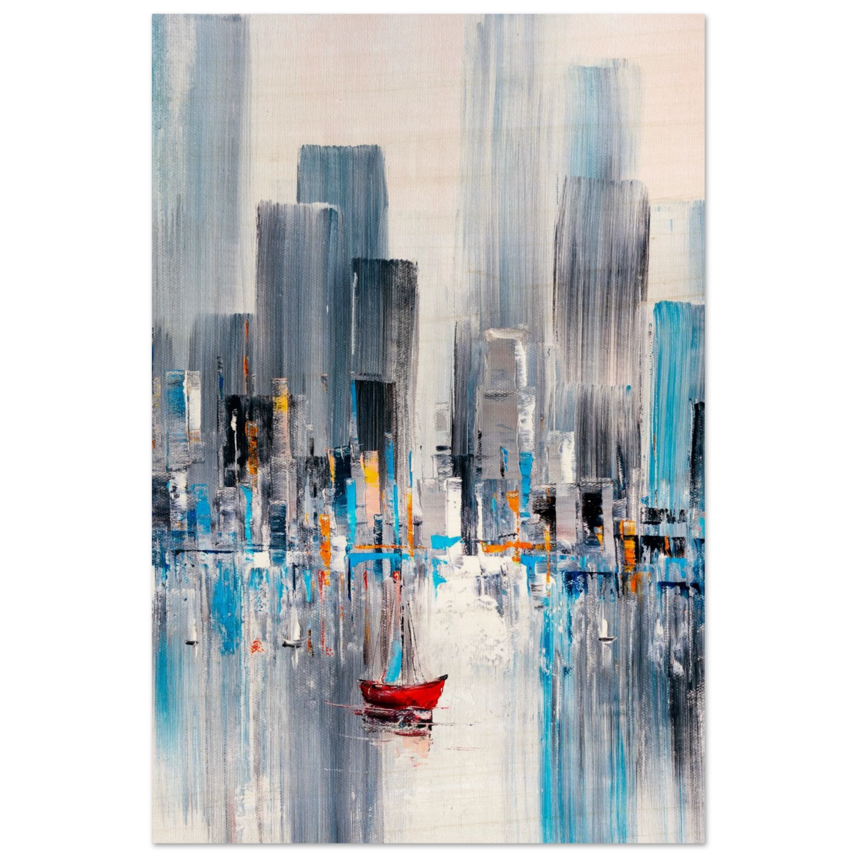 “Crimson Drift” – City Stillness in Motion | Modern Abstract Wall art Print - Wood Prints - 40x60 cm / 16x24″ - 