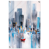 “Crimson Drift” – City Stillness in Motion | Modern Abstract Wall art Print - Acrylic Print - 40x60 cm / 16x24″ - 