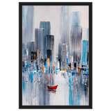 “Crimson Drift” – City Stillness in Motion | Modern Abstract Wall art Print - Framed Canvas - 50x75 cm / 20x30″ - Black frame