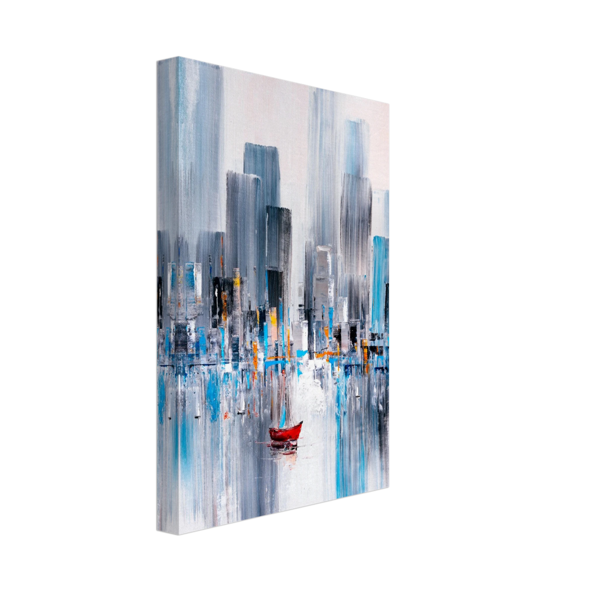 “Crimson Drift” – City Stillness in Motion | Modern Abstract Wall art Print - Canvas - 20x30 cm / 8x12″ - 