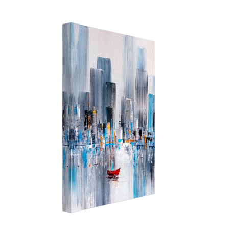 “Crimson Drift” – City Stillness in Motion | Modern Abstract Wall art Print - Canvas - 20x30 cm / 8x12″ - 