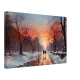 Crimson Dusk Walk | Winter Evening Glow | Nature Art Wall art print - Canvas - 30x45 cm / 12x18″ - 