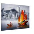 "Crimson Sails Over Silver City" – East Meets Modern Majesty | Wall art Print - Canvas - 70x100 cm / 28x40″ - 