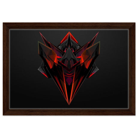 Crimson Shard | Geometric Inferno | Pop Art Wall art print - Framed Canvas - 30x45 cm / 12x18″ - Dark wood frame