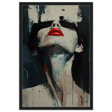 Crimson Silence – Abstract Expression of Desire - Framed Canvas - 60x90 cm / 24x36″ - Black frame