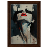 Crimson Silence – Abstract Expression of Desire - Framed Canvas - 20x30 cm / 8x12″ - Dark wood frame