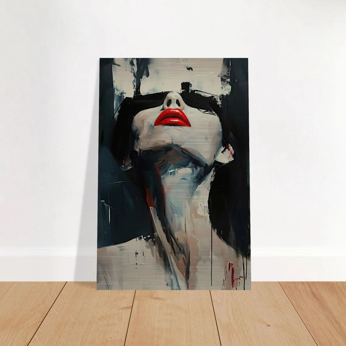 Crimson Silence – Abstract Expression of Desire - Brushed Aluminum Print - 30x45 cm / 12x18″ - 