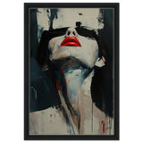 Crimson Silence – Abstract Expression of Desire - Framed Canvas - 40x60 cm / 16x24″ - Black frame