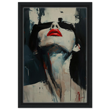 Crimson Silence – Abstract Expression of Desire - Framed Canvas - 30x45 cm / 12x18″ - Black frame