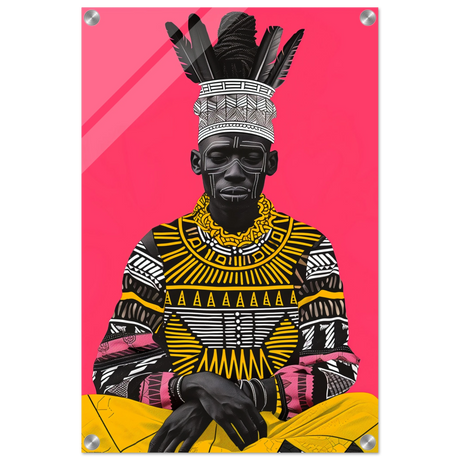 "Crowned in Culture" – Afro - Futurist Tribal Portrait | Wall art Print - Acrylic Print - 40x60 cm / 16x24″ - 