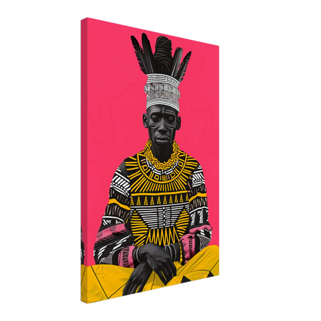 "Crowned in Culture" – Afro - Futurist Tribal Portrait | Wall art Print - Canvas - 40x60 cm / 16x24″ - 