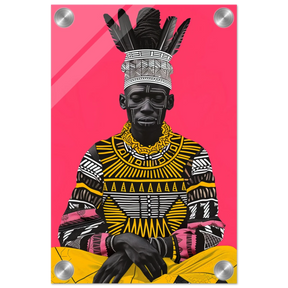 "Crowned in Culture" – Afro - Futurist Tribal Portrait | Wall art Print - Acrylic Print - 20x30 cm / 8x12″ - 