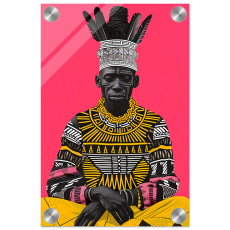 "Crowned in Culture" – Afro - Futurist Tribal Portrait | Wall art Print - Acrylic Print - 20x30 cm / 8x12″ - 