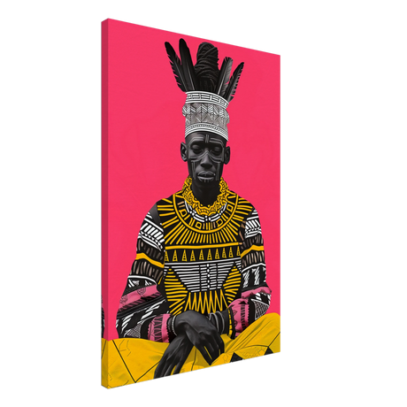"Crowned in Culture" – Afro - Futurist Tribal Portrait | Wall art Print - Canvas - 50x75 cm / 20x30″ - 