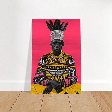 "Crowned in Culture" – Afro - Futurist Tribal Portrait | Wall art Print - Brushed Aluminum Print - 20x30 cm / 8x12″ - 