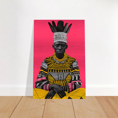 "Crowned in Culture" – Afro - Futurist Tribal Portrait | Wall art Print - Brushed Aluminum Print - 60x90 cm / 24x36″ - 