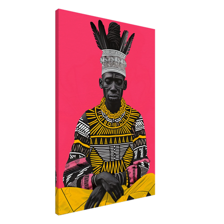 "Crowned in Culture" – Afro - Futurist Tribal Portrait | Wall art Print - Canvas - 60x90 cm / 24x36″ - 