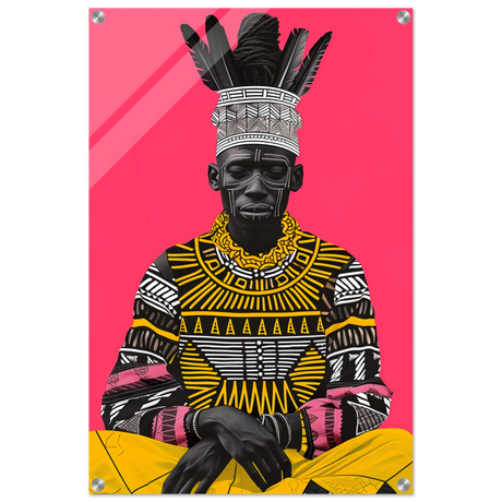 "Crowned in Culture" – Afro - Futurist Tribal Portrait | Wall art Print - Acrylic Print - 50x75 cm / 20x30″ - 
