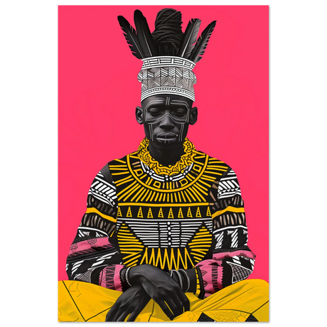 "Crowned in Culture" – Afro - Futurist Tribal Portrait | Wall art Print - Fine Art Poster - 30x45 cm / 12x18″ - 
