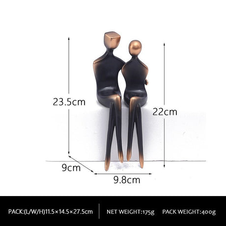 Cuddle in Time Sculpture | Abstract Couple Sculpture – Modern Resin Cuddle - Cuddle Couple - 