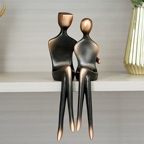 Cuddle in Time Sculpture | Abstract Couple Sculpture – Modern Resin Cuddle - Cuddle Couple - 