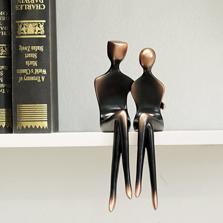 Cuddle in Time Sculpture | Abstract Couple Sculpture – Modern Resin Cuddle - Cuddle Couple - 