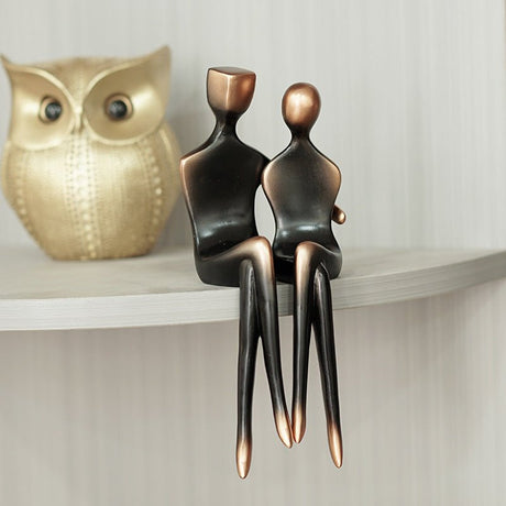 Cuddle in Time Sculpture | Abstract Couple Sculpture – Modern Resin Cuddle - Cuddle Couple - 