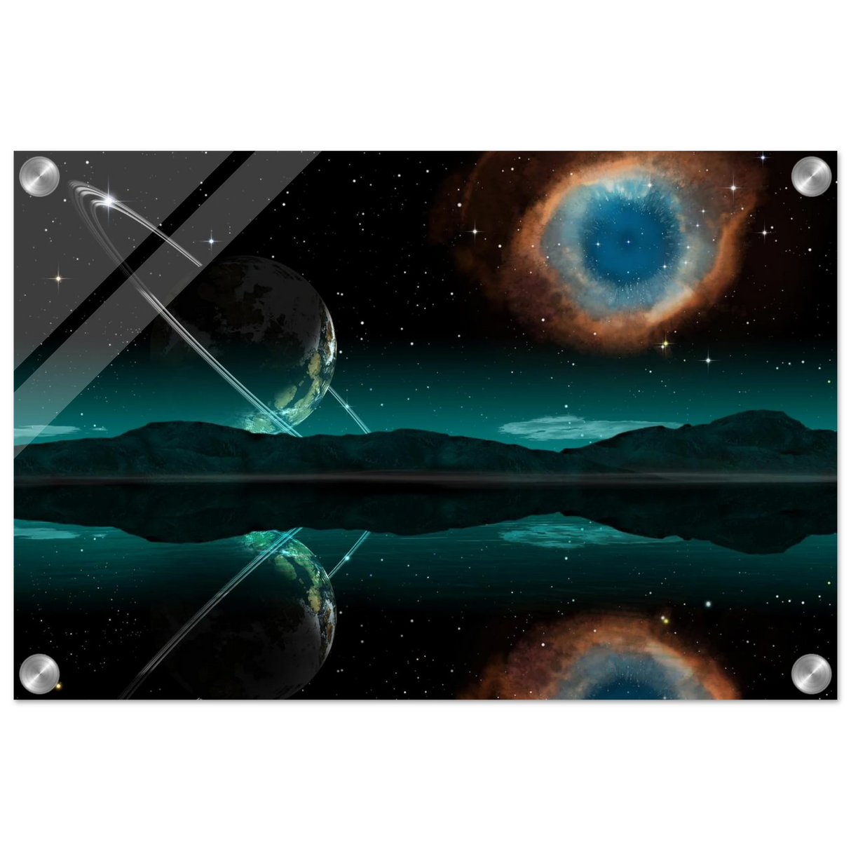 celestial reflections a portal beyond the stars wall art print40x60 cm / 16x24″Brushed Aluminum Print