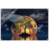 lunar eclipse isle a celestial nightscape awakened by the moon fine art digital illustration surreal moonlit scene60x90 cm / 24x36″Wood Prints