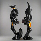 Abstract Couple Sculpture – Modern Black Resin Art Décor