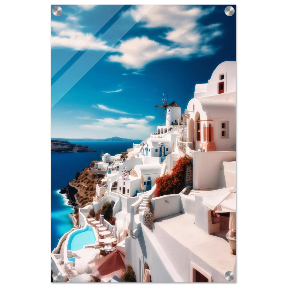 santorini serenity dreamy greek island wall art print60x90 cm / 24x36″Framed Canvas