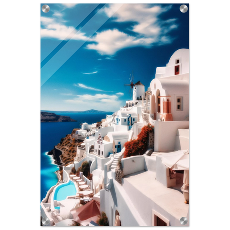 santorini serenity dreamy greek island wall art print60x90 cm / 24x36″Framed Canvas