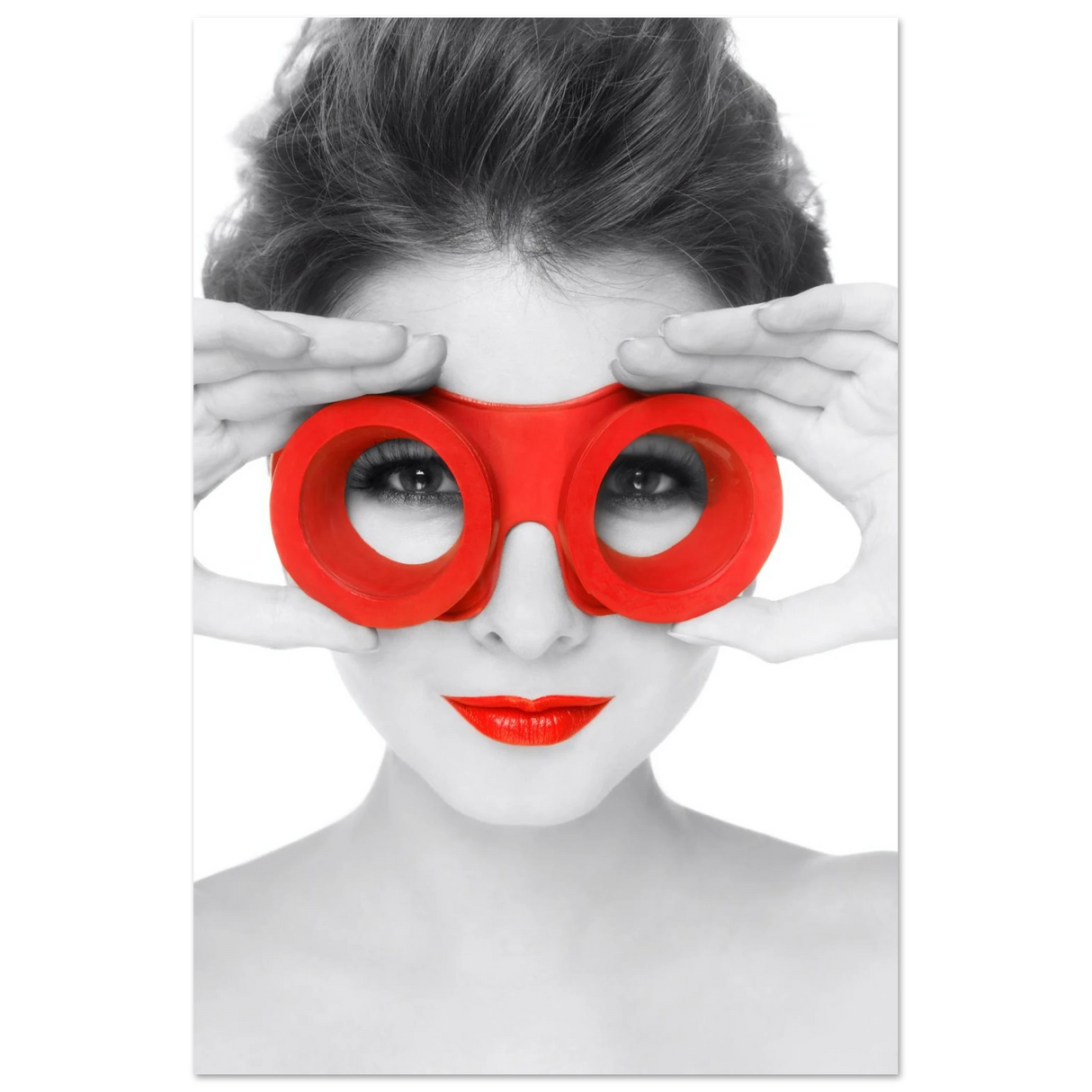 through crimson eyes monochrome glamour pop wall art print20x30 cm / 8x12″Aluminum Print