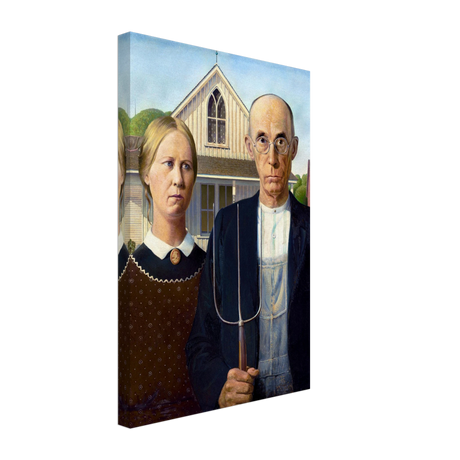 American Gothic by Grant Wood â€“ Iconic American Regionalism Art PrintFramed Canvas30x45 cm / 12x18â€³