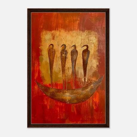 Da Vinci Abstract Wall art Print | Ancient Africa - Framed Canvas - 50x75 cm / 20x30″ - Dark wood frame