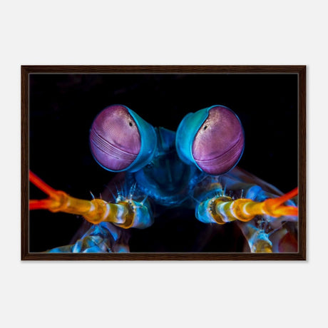 Da Vinci Animal Kingdom Art Wall art print | Eyes of Peacock mantis shrimp - Framed Canvas - 60x90 cm / 24x36″ - Dark wood frame