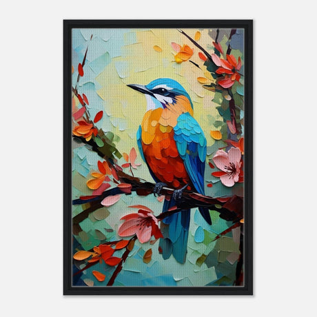 Da Vinci Animal Kingdom Art Wall art print | Kingfisher - Framed Canvas - 50x75 cm / 20x30″ - Black frame