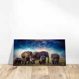 Da Vinci Animal Kingdom Wall art print collection | Elephant Family | Canvas print - Slim - 40x80 cm / 16x32″ - 