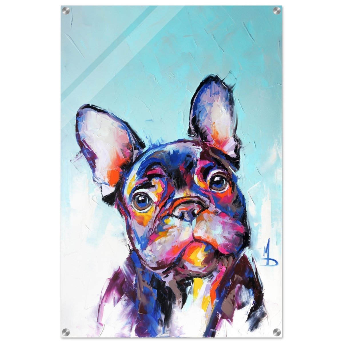 Da Vinci Animal Kingdom Wall art print | Vibrant Frenchie: Colorful Bulldog Art Print - Acrylic Print - 60x90 cm / 24x36″ - 
