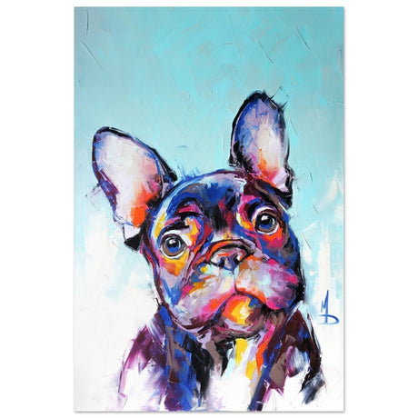 Da Vinci Animal Kingdom Wall art print | Vibrant Frenchie: Colorful Bulldog Art Print - Aluminum Print - 60x90 cm / 24x36″ - 
