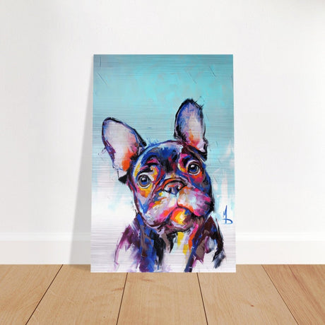 Da Vinci Animal Kingdom Wall art print | Vibrant Frenchie: Colorful Bulldog Art Print - Brushed Aluminum Print - 30x45 cm / 12x18″ - 