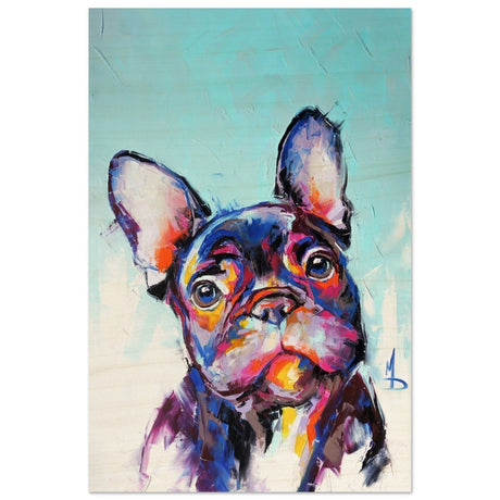Da Vinci Animal Kingdom Wall art print | Vibrant Frenchie: Colorful Bulldog Art Print - Wood Prints - 30x45 cm / 12x18″ - 